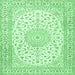 Square Medallion Emerald Green Traditional Rug, tr4600emgrn