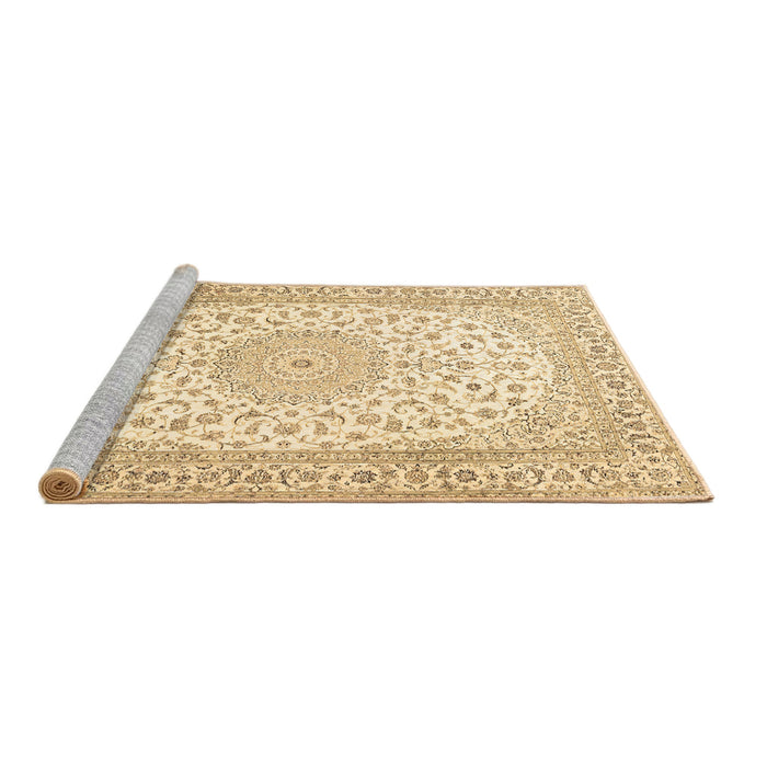 Sideview of Machine Washable Medallion Brown Traditional Rug, wshtr4600brn