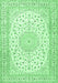 Machine Washable Medallion Emerald Green Traditional Area Rugs, wshtr4600emgrn