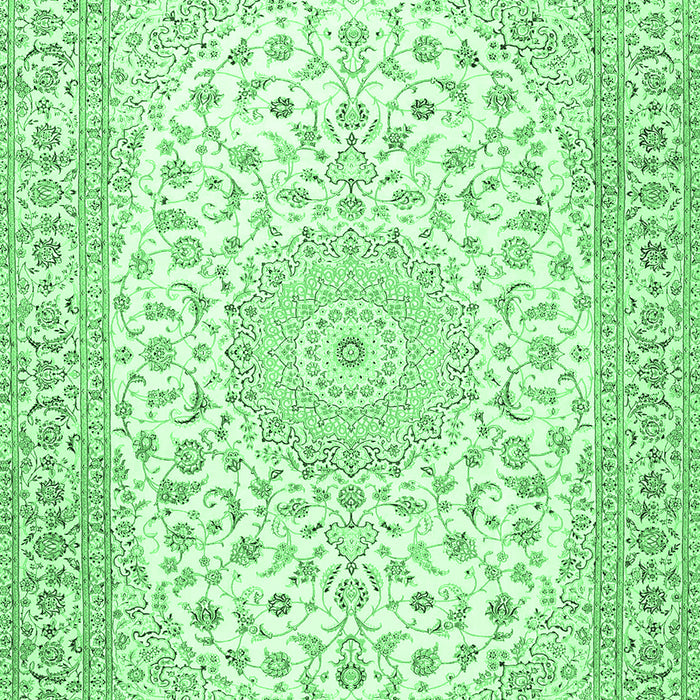 Machine Washable Medallion Emerald Green Traditional Area Rugs, wshtr4600emgrn