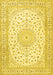 Machine Washable Medallion Yellow Traditional Rug, wshtr4600yw