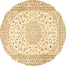 Round Machine Washable Medallion Brown Traditional Rug, wshtr4600brn