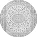 Machine Washable Medallion Gray Traditional Rug, wshtr4600gry