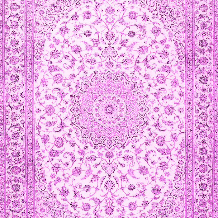 Machine Washable Medallion Pink Traditional Rug, wshtr4600pnk