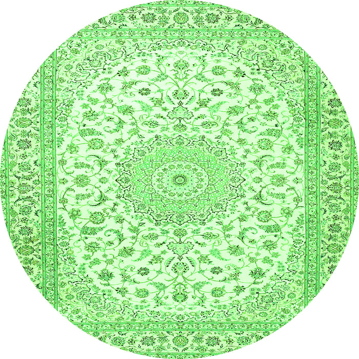 Machine Washable Medallion Green Traditional Area Rugs, wshtr4600grn