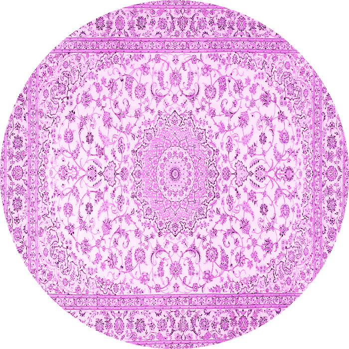 Round Machine Washable Medallion Pink Traditional Rug, wshtr4600pnk