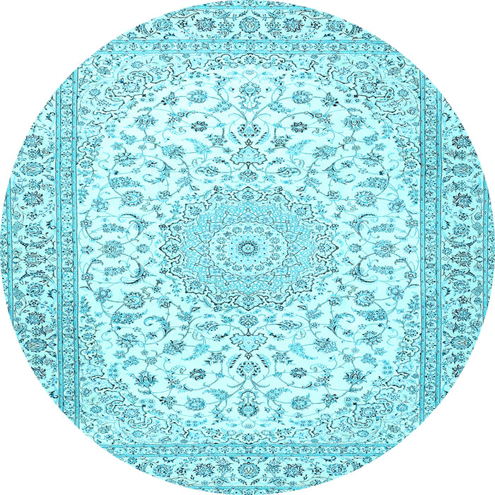 Round Medallion Light Blue Traditional Rug, tr4600lblu