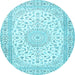 Round Medallion Light Blue Traditional Rug, tr4600lblu