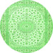 Square Medallion Green Traditional Rug, tr4600grn