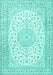 Medallion Turquoise Traditional Rug, tr4600turq