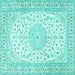 Square Medallion Turquoise Traditional Rug, tr4600turq