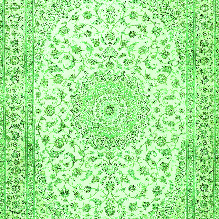 Serging Thickness of Machine Washable Medallion Green Traditional Area Rugs, wshtr4600grn