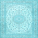 Square Medallion Light Blue Traditional Rug, tr4600lblu