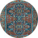 Round Persian Light Blue Traditional Rug, tr4601lblu