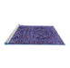 Sideview of Machine Washable Persian Blue Traditional Rug, wshtr4601blu