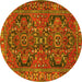 Round Persian Yellow Traditional Rug, tr4601yw