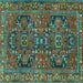 Square Persian Turquoise Traditional Rug, tr4601turq