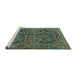 Sideview of Machine Washable Persian Turquoise Traditional Area Rugs, wshtr4601turq