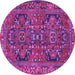 Round Persian Purple Traditional Rug, tr4601pur