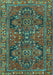 Machine Washable Persian Turquoise Traditional Area Rugs, wshtr4601turq