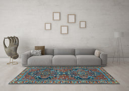 Machine Washable Persian Light Blue Traditional Rug in a Living Room, wshtr4601lblu