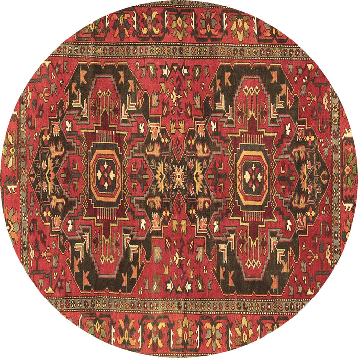 Round Machine Washable Persian Brown Traditional Rug, wshtr4601brn