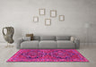 Machine Washable Persian Pink Traditional Rug in a Living Room, wshtr4601pnk