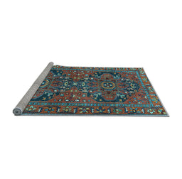 Sideview of Machine Washable Persian Light Blue Traditional Rug, wshtr4601lblu