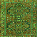 Round Machine Washable Persian Green Traditional Area Rugs, wshtr4601grn