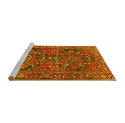 Sideview of Machine Washable Persian Yellow Traditional Rug, wshtr4601yw