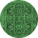 Round Persian Emerald Green Traditional Rug, tr4601emgrn