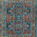 Square Machine Washable Persian Light Blue Traditional Rug, wshtr4601lblu