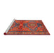 Sideview of Machine Washable Traditional Dark Almond Brown Rug, wshtr4602