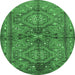 Round Persian Emerald Green Traditional Rug, tr4602emgrn