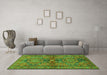 Machine Washable Persian Green Traditional Area Rugs in a Living Room,, wshtr4602grn