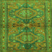 Round Machine Washable Persian Green Traditional Area Rugs, wshtr4602grn