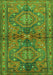 Serging Thickness of Machine Washable Persian Green Traditional Area Rugs, wshtr4602grn