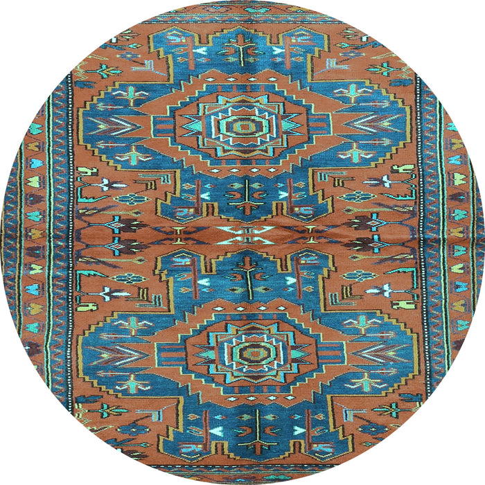 Round Machine Washable Persian Light Blue Traditional Rug, wshtr4602lblu