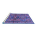 Sideview of Machine Washable Persian Blue Traditional Rug, wshtr4602blu