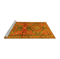 Sideview of Machine Washable Persian Yellow Traditional Rug, wshtr4602yw