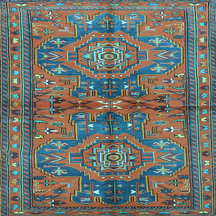 Square Machine Washable Persian Light Blue Traditional Rug, wshtr4602lblu