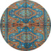 Round Persian Light Blue Traditional Rug, tr4602lblu