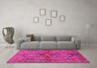 Machine Washable Persian Pink Traditional Rug in a Living Room, wshtr4602pnk