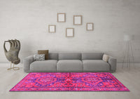 Machine Washable Persian Pink Traditional Rug, wshtr4602pnk