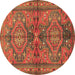 Round Persian Brown Traditional Rug, tr4602brn