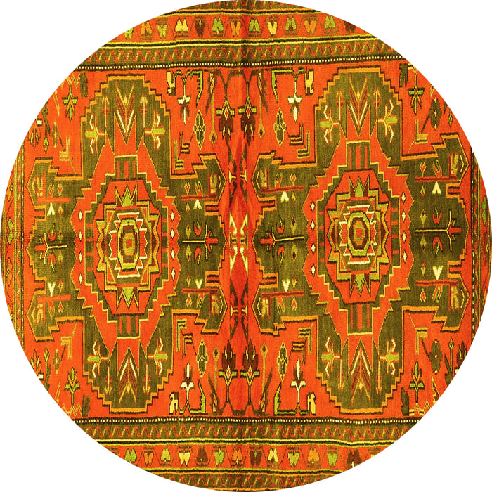 Round Persian Yellow Traditional Rug, tr4602yw