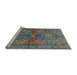 Sideview of Machine Washable Persian Light Blue Traditional Rug, wshtr4602lblu