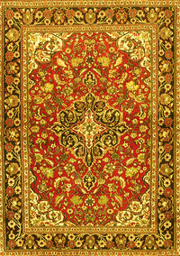 Medallion Yellow Traditional Rug, tr4603yw