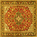 Square Medallion Yellow Traditional Rug, tr4603yw