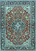 Medallion Light Blue Traditional Rug, tr4603lblu